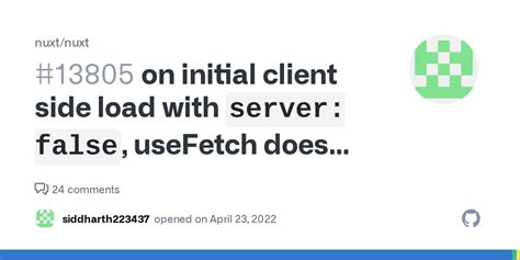 On Initial Client Side Load With Server False Usefetch Does Not