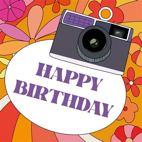 Happy Birthday Camera And Flowers Confetti Exploding Greetings Card Boomf