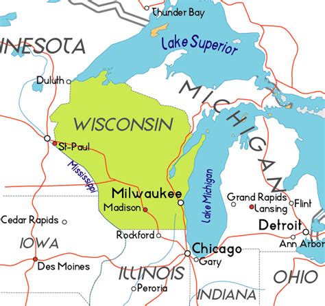 Map Of Wisconsin In The Usa