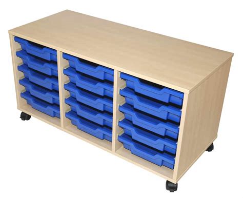 School Tray Storage Unit 15 Shallow Gratnells Trays 3 Columns Of 5