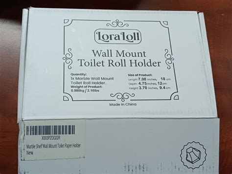 LoraLoll Toilet Paper Roll Holder Wall Mount With Shelf Marble Brushed