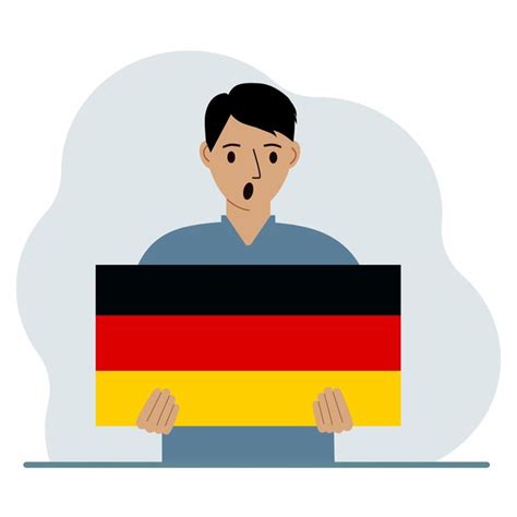 Premium Vector A Man Holds A German Flag In His Hands The Concept Of