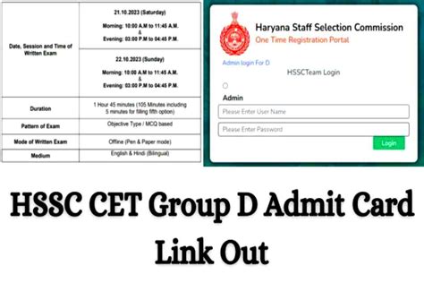 Hssc Cet Group D Admit Card 2023 Download Link Haryana Dc Rate Job