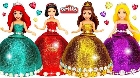 Diy Making Play Doh Super Glitter Dresses For Princess Dolls Youtube