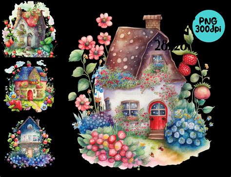 Watercolor Country House Clipart - Etsy