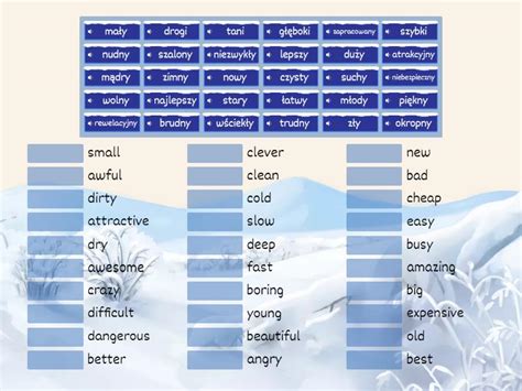 Przymiotniki Adjectives Match Up