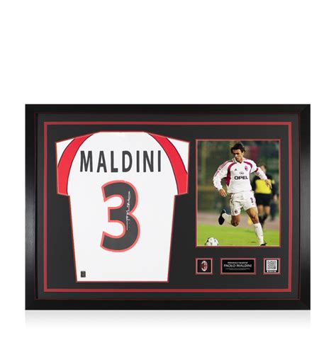 Paolo Maldini Official Ac Milan Back Signed And Framed Away