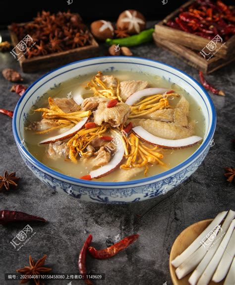 虫草花鸡汤中国菜系食品餐饮摄影素材汇图网