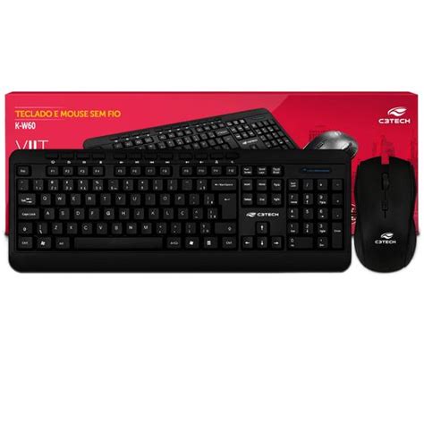 Kit Teclado E Mouse Sem Fio C3tech K W60BK Teclado Multimídia Padrão