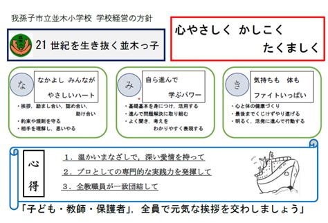 学校経営方針 我孫子市立並木小学校