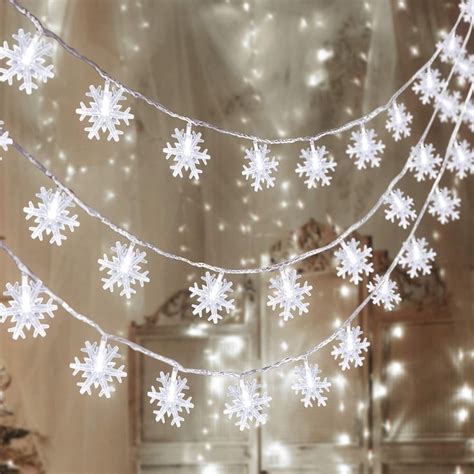 2 Packs 100 Led Christmas Snowflake String Lights Hanging Decorations