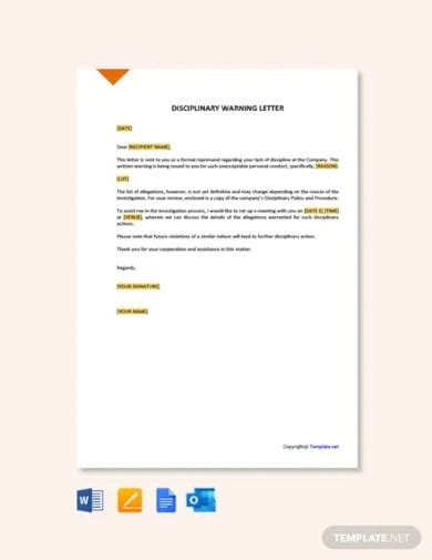 10 Disciplinary Warning Letters Free Samples Examples Download