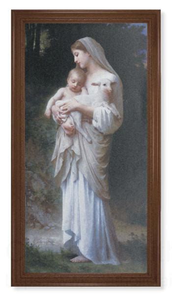 Textured Artboard Church Size Divine Innocence Walnut Finish Framed Art