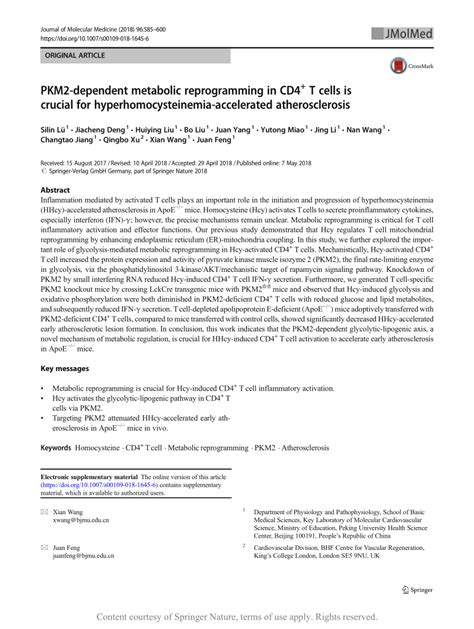 Pkm Dependent Metabolic Reprogramming In Cd T Cells Is Crucial For