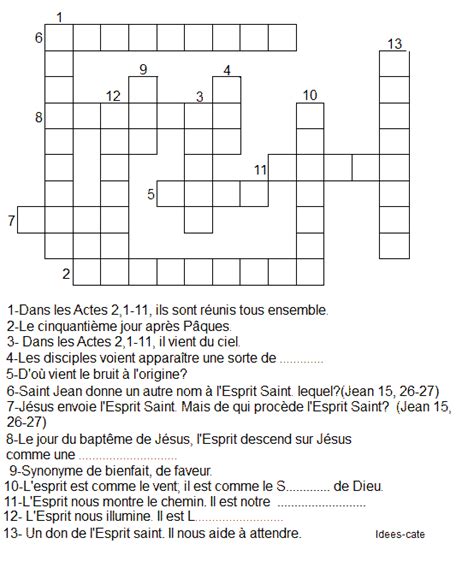 Mots croisés de la Pentecôte