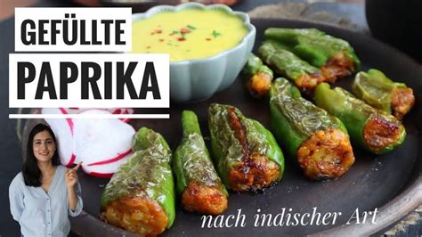 Gefüllte Paprika nach indischer Art Einfaches VEGAN Rezept Indische