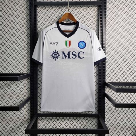 Camisa Napoli EA7 Away 2023 2024 Branca E Azul