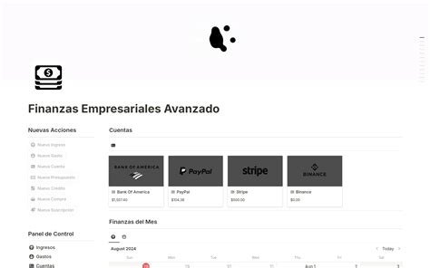 Plantilla Finanzas Empresariales Avanzado Notion Marketplace