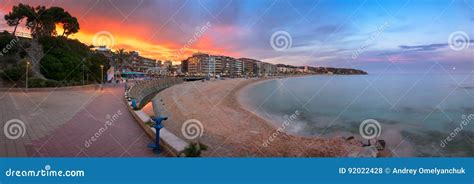 Panorama Of Lloret De Mar Seafront In The Evening Lloret De Mar