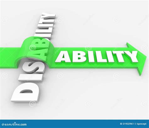 Disability Vs Ability Overcoming Physical Handicap Stock Illustration