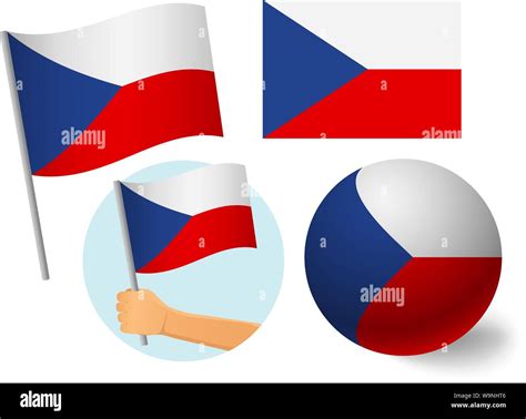 Czech Republic Flag Icon Set National Flag Of Czech Republic Vector Illustration Stock Vector