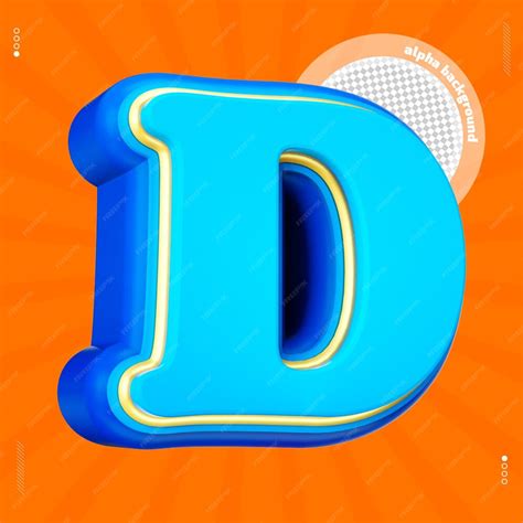 3d renderowania litera d czcionka wielka niebieska | Plik PSD Premium