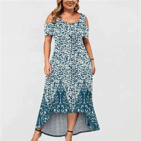 DENGDENG Plus Size Dresses For Curvy Women 2024 Summer Floral Printed