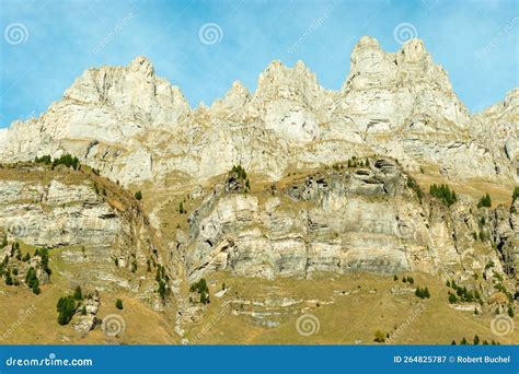 Dramatic Swiss Mountain Panorama At The Klausenpass Region In