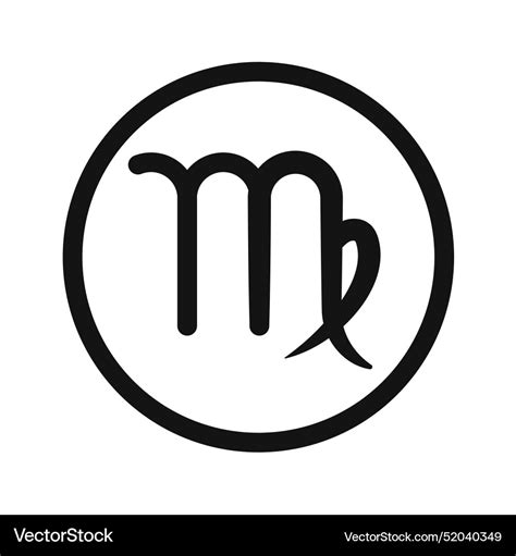 Virgo Zodiac Sign Icon Black And White Royalty Free Vector