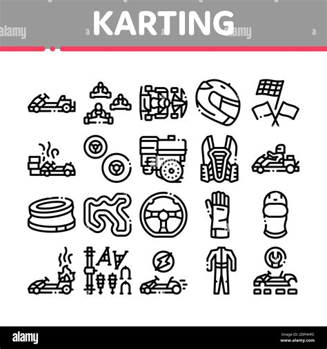 Karting Motorsport Collection Icons Set Vector Stock Vector Image And Art