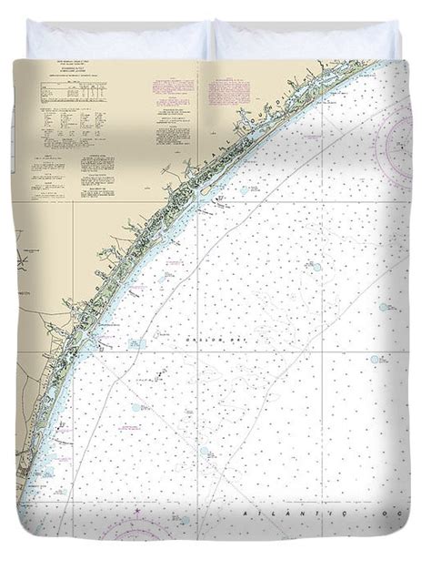 Nautical Chart 11539 New River Inlet Cape Fear Duvet Cover Nautical Products For Sea Lovers