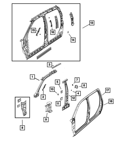 2016 2024 Ram C Pillar Reinforcement Right 55372592AA Mopar Estores