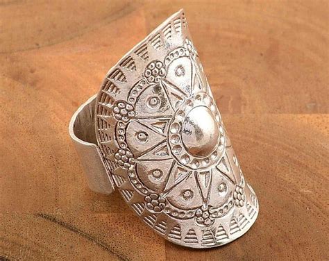 Sterling Silver Boho Long Statement Ring Large Solar Star Etsy Boho