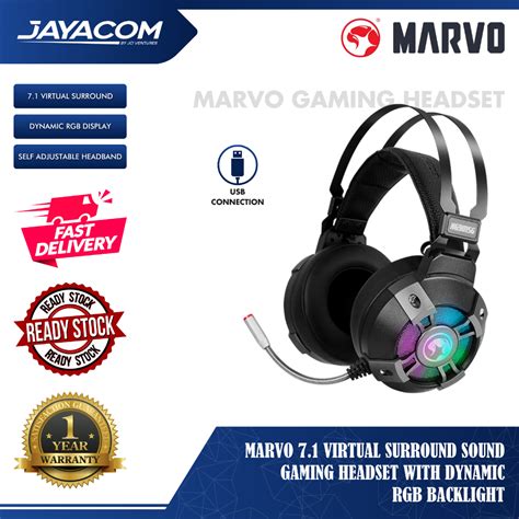 Marvo 7 1 Virtual Surround Sound Gaming Headset With Dynamic RGB