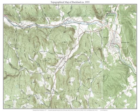 Buckland 1955 61 Custom Usgs Old Topo Map Massachusetts 7x7 Custom Frco Old Maps