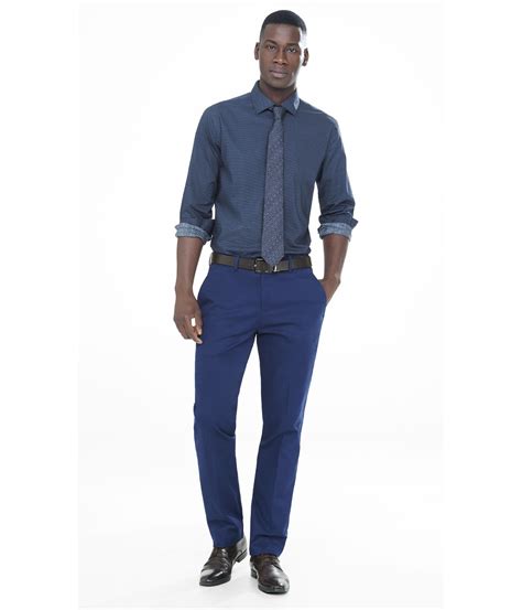 Express Slim Photographer Stretch Cotton Navy Dress Pant In Blue For