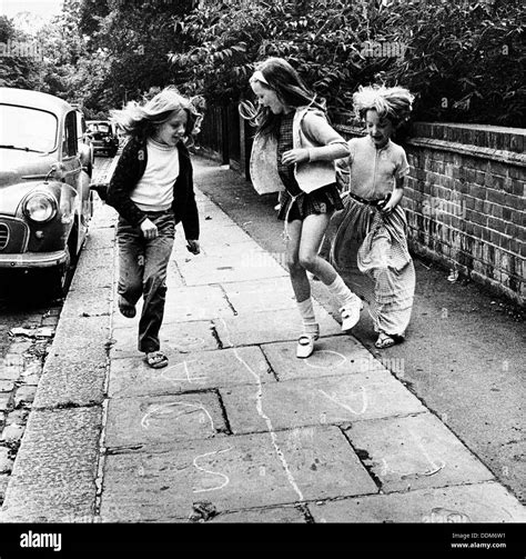 Children Playing Hopscotch On A London Street C1970 Artist Henry