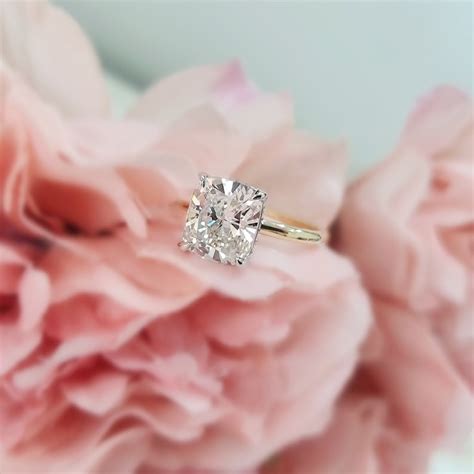 3 Carat Cvd Lab Grown Cushion Cut Engagement Ring With Hidden Etsy