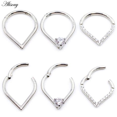 Cheap Alisouy 1PC Stainless Steel Heart Water Drop Zircon Hinged