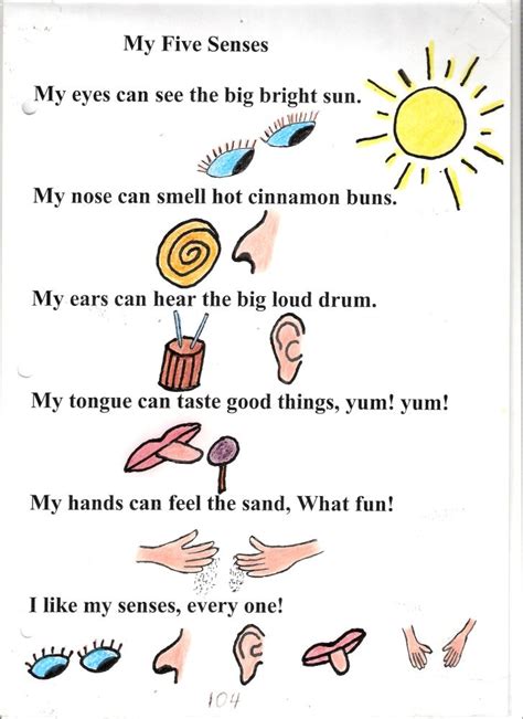 Poem No 4 My Five Senses My Five Senses Senses Preschool Five