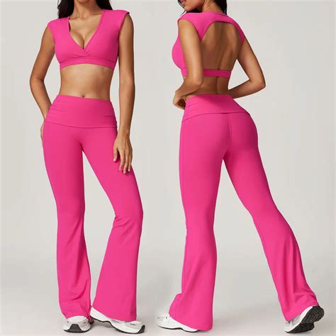 2 Piece Outfit Yoga Suit Women Sexy Gym Clothing Tracksuit Sportswear