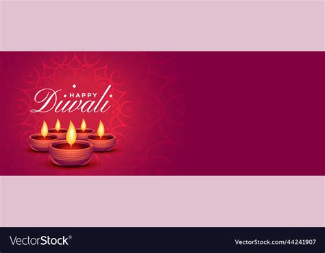 Nice Happy Diwali Wishes Banner With Oil Lamp Vector Image