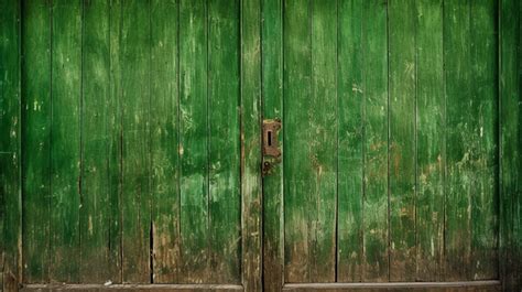 Vintage Green Wooden Doors With Weathered Texture And Chipped Paint