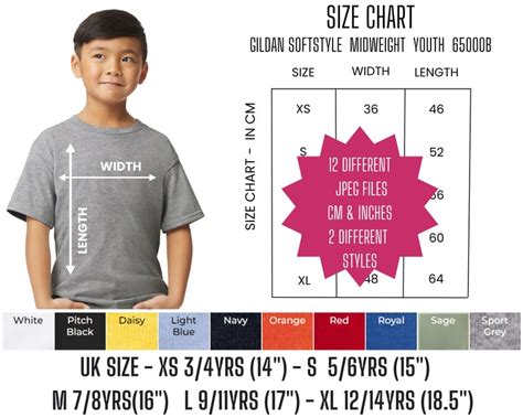 Gildan L B Mock Up Size Colour Chart Etsy