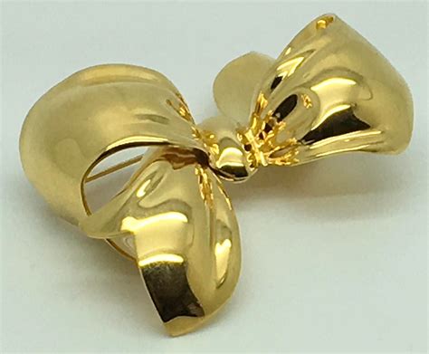 Vintage Large Monet Gold Tone Bow Brooch Bridal Mother Of Etsy