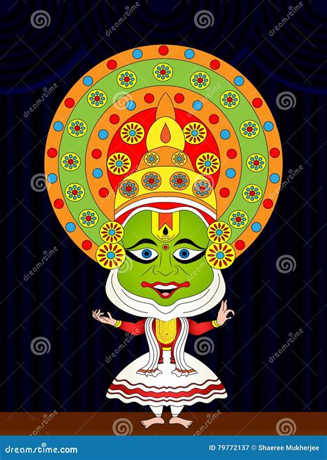 Indian Kathakali Dancer Face Vector Illustration Cartoondealer