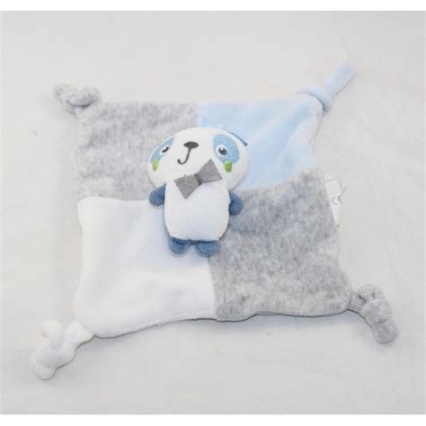 Doudou Plat Lapin Siplec Leclerc Gris Et Blanc Cocard Cm Sos D