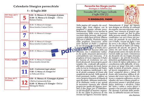 Pdf Calendario Liturgico Parrocchiale Parrocchia San Giorgio