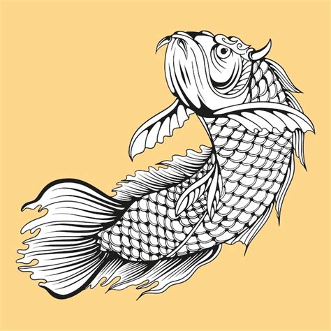 premium vector vector arowana fish black  white