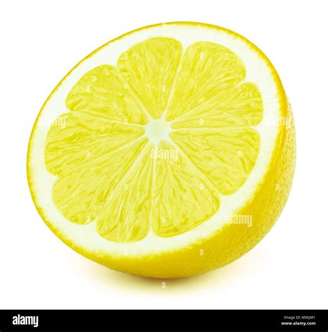 Half Of Lemon Fruit Slice Isolated On White Stock Photo Alamy